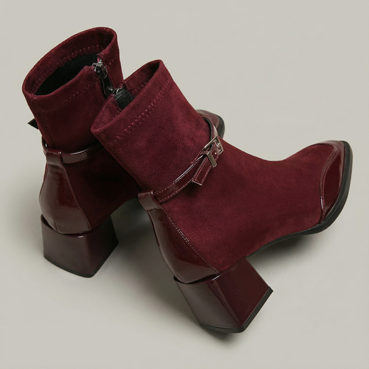 Sara™ | Eco-Suede Mid-Heel Ankle Boots