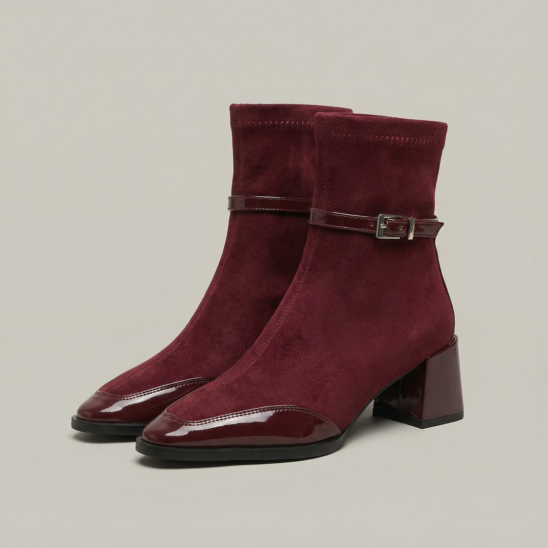 Sara™ | Eco-Suede Mid-Heel Ankle Boots