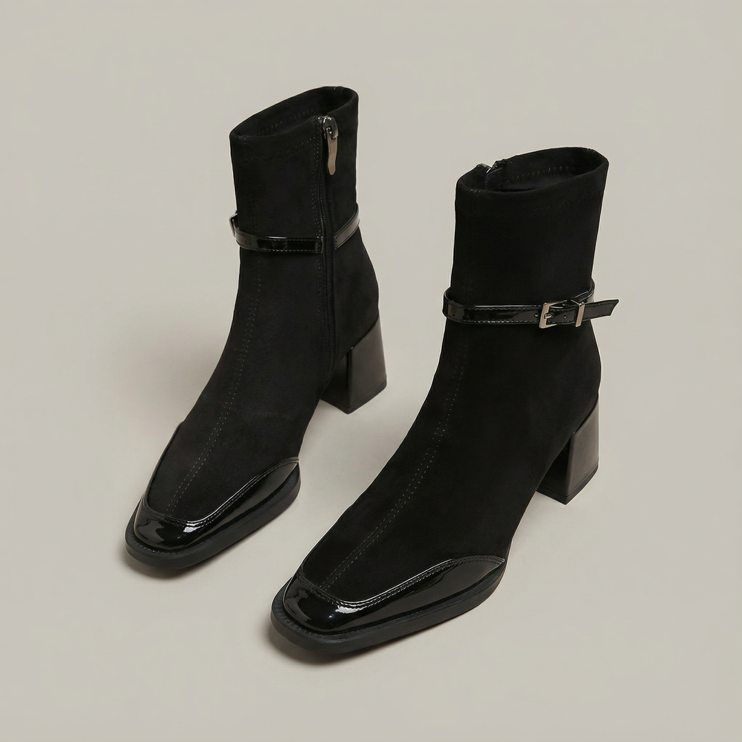 Sara™ | Eco-Suede Mid-Heel Ankle Boots