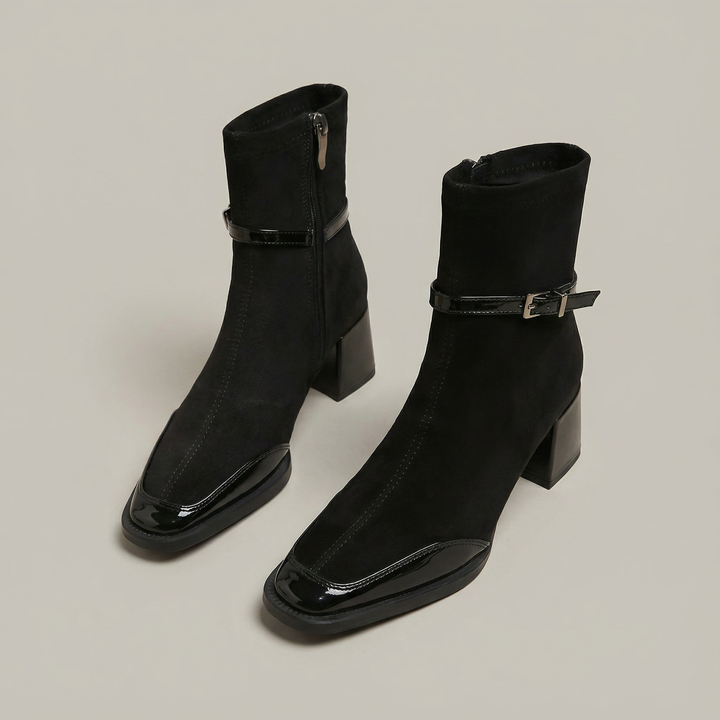 Sara™ | Eco-Suede Mid-Heel Ankle Boots